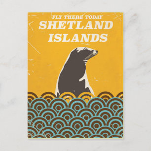Das Shetland-Inseln Vintage-Reiseposter Postkarte
