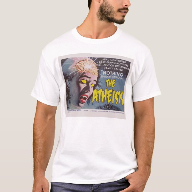 Das Shirt der Atheistenspoof-Film-Plakat-Männer (Vorderseite)