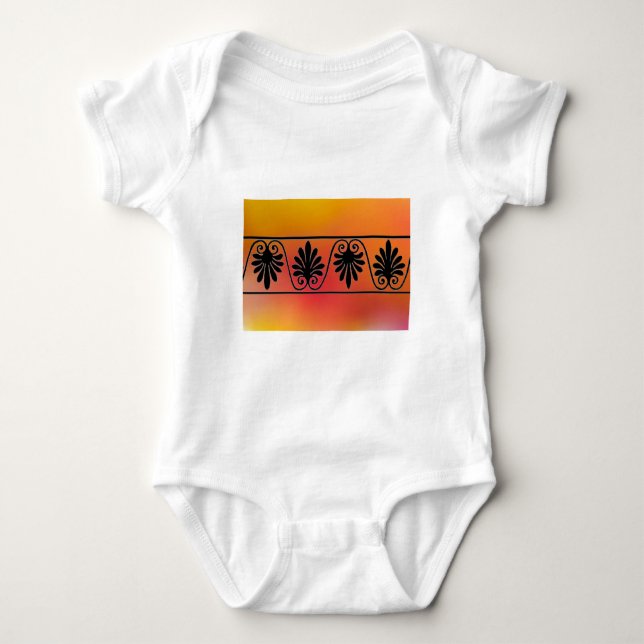 Das Shirt des Säuglings Rot und Orange Border (Vorderseite)