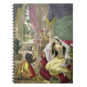 Das sichernde hebräische Mädchen, das auf Naamans Notizblock