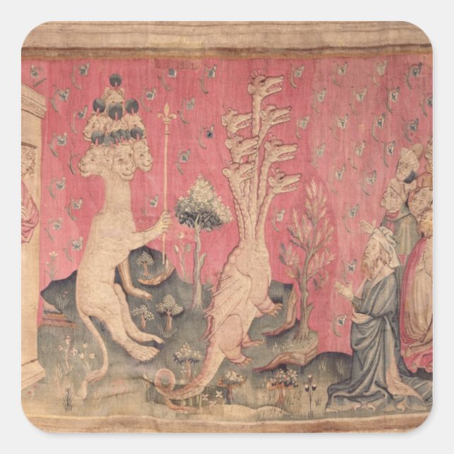 Das siebenköpfige Tier aus dem Meer Quadratischer Aufkleber (Vorderseite)