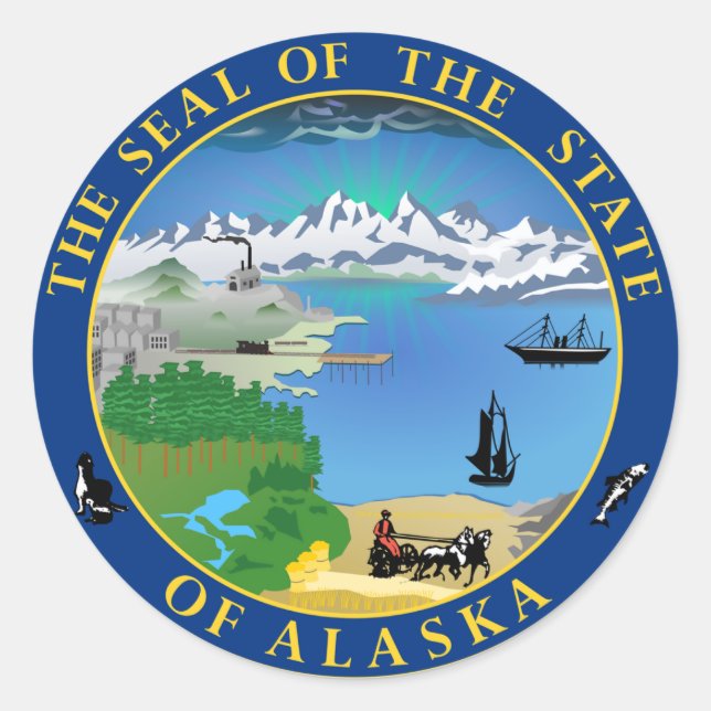 Das Siegel des Staat von Alaska Runder Aufkleber (Vorderseite)