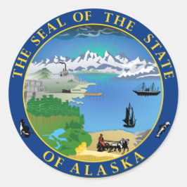 Das Siegel des Staat von Alaska Runder Aufkleber