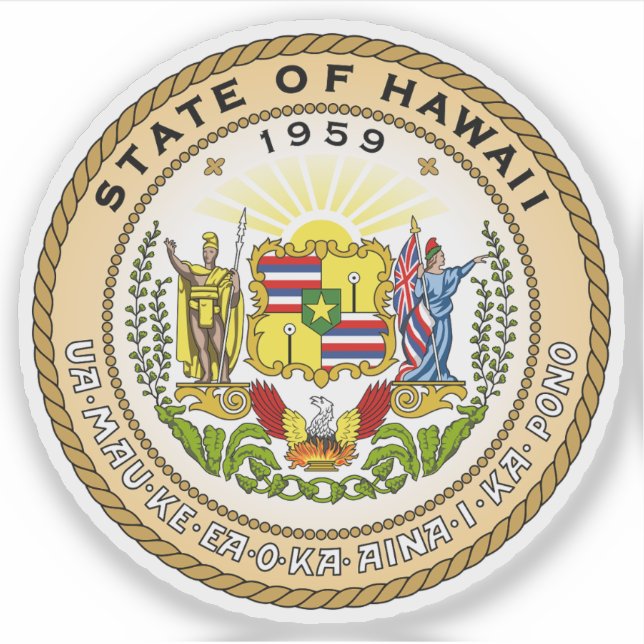 Das Siegel des Staat von Hawaii Aufkleber (Vorderseite)