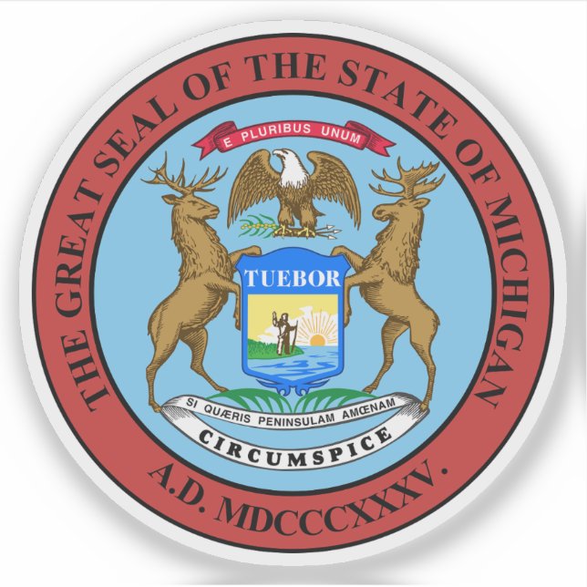 Das Siegel des Staat von Michigan Aufkleber (Vorderseite)