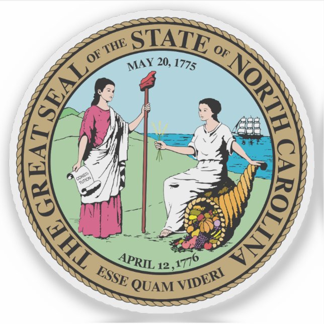 Das Siegel des Staat von North Carolina Aufkleber (Vorderseite)