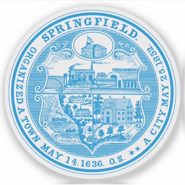 Das Siegel Springfield, Massachusetts Aufkleber (Vorderseite)