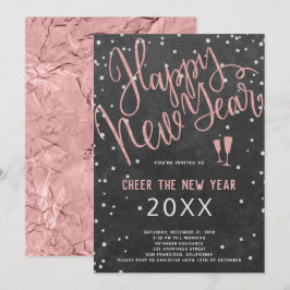 Das Silvester Rose Gold Chalkboard Party Einladung