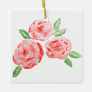 Das sind Aquarellfarben-Rose Keramikornament