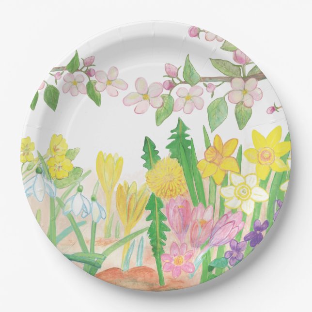 Das sind die Frühlingsblumen, die Freude ausstrahl Pappteller (Vorderseite)