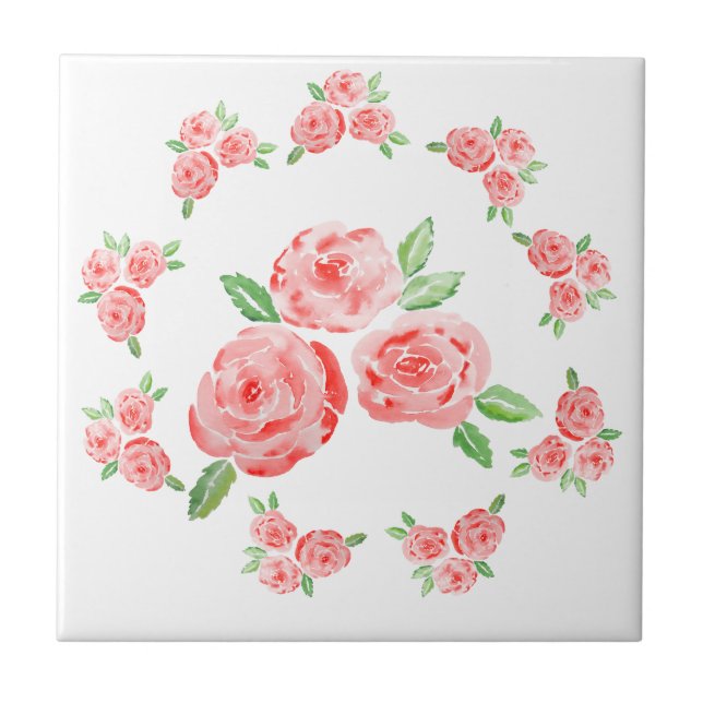 Das sind elegante Rose in Aquarelltönen Fliese (Vorderseite)