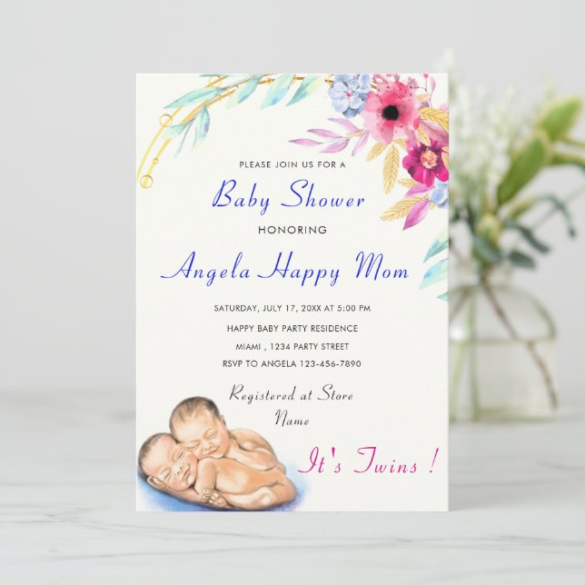 Das sind Zwillingsjungen! Sweet Stork Baby Shower  (Stehend Vorderseite)