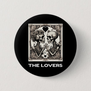 Das Skelett der Vintagen Tarot-Karte für Liebende Button