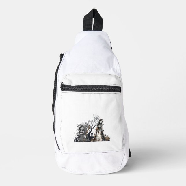 Das Skelett und die Corpse Bride. Crossbody Bag (Vorderseite)