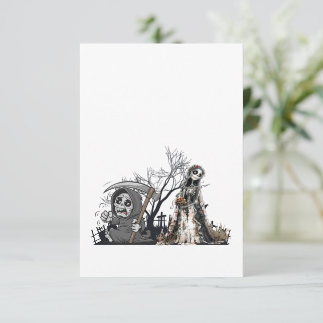Das Skelett und die Corpse Bride. Dankeskarte (Stehend Vorderseite)