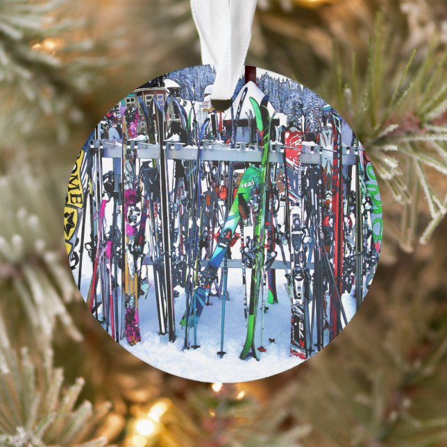 Das Ski-Party - Keramik Skis und Polen Ornament (Baum)