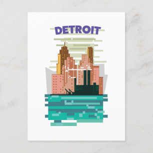 Das Skyline-Poster von Detroit City. Postkarte