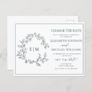 Das Smaragdgrüne Wappen Monogramm ändert das Datum Einladungspostkarte