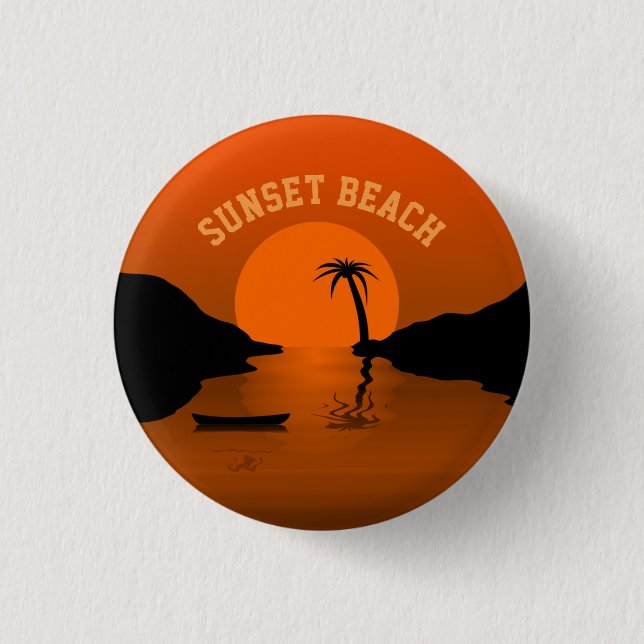 Das Sonnenuntergang Beach Tropical Art Button (Vorderseite)