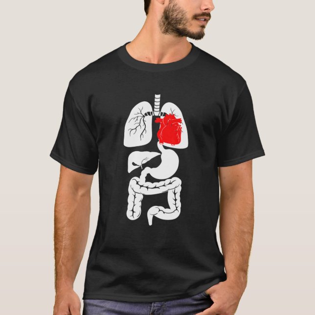 Das sonnige innere Organ unter dem Skelettkäfig T-Shirt (Vorderseite)