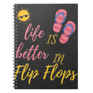 Das sonnige Leben am Sommerstrand von Flip Flops i Notizblock