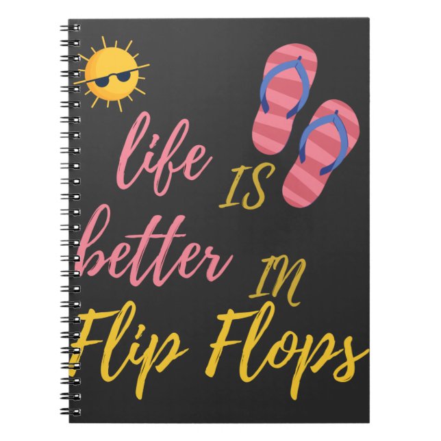Das sonnige Leben am Sommerstrand von Flip Flops i Notizblock (Vorderseite)