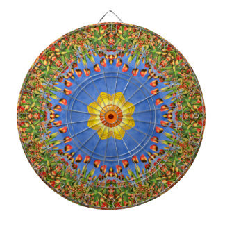 Das sonnige Vintag-orange-gelbe Kaleidoskop Dartscheibe