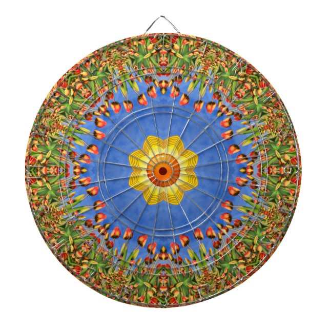 Das sonnige Vintag-orange-gelbe Kaleidoskop Dartscheibe (vorne)