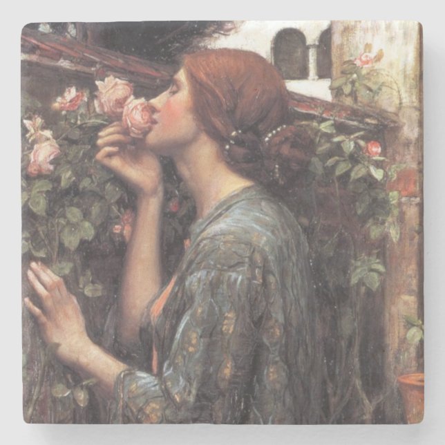 Das Soul der Rose (von John William Waterhouse) Steinuntersetzer (Vorderseite)