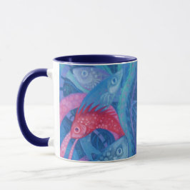 Das Spawnschen, der Fisch, Rosa und Blau, das Unte Tasse