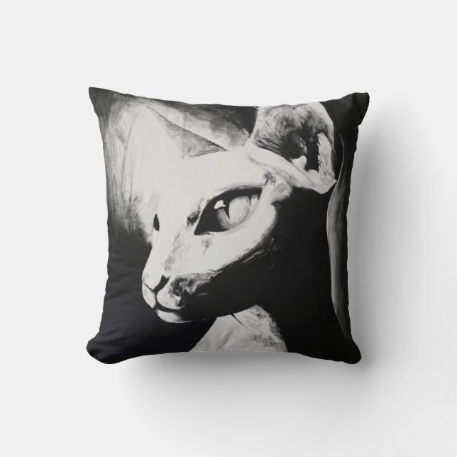 Das Sphynx Katzen-ursprüngliche Kunst-Wurfs-Kissen Kissen (Vorderseite)