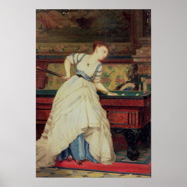 Das Spiel der Billard, 19. Jahrhundert Poster (Vorne)