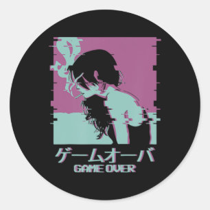 Das Spiel der japanischen Girl-Anime Runder Aufkleber