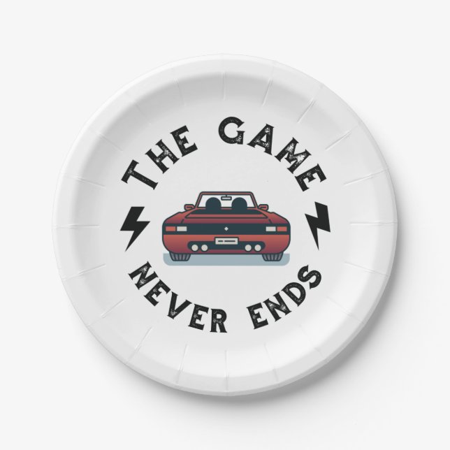 Das Spiel endet nie Pappteller (Vorderseite)
