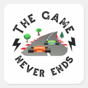 Das Spiel endet nie Quadratischer Aufkleber