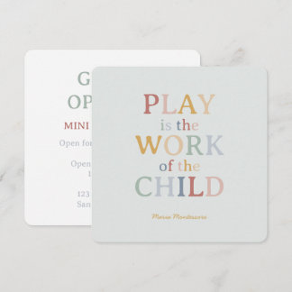 Das Spiel ist das Werk des Kindes Maria Montessori Einladung