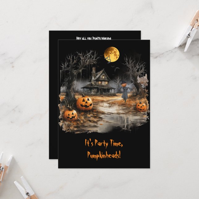 Das Spuk Halloween-Haus Einladung (Vorderseite/Rückseite Beispiel)