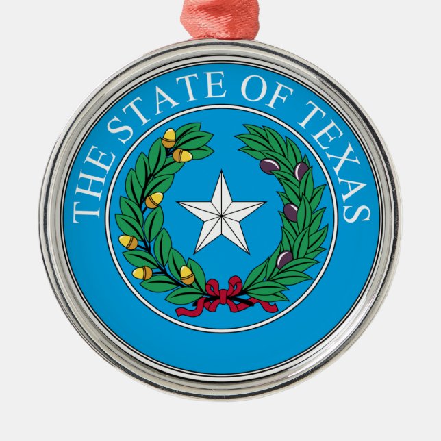 Das Staat-Siegel von Texas Silbernes Ornament (Vorne)