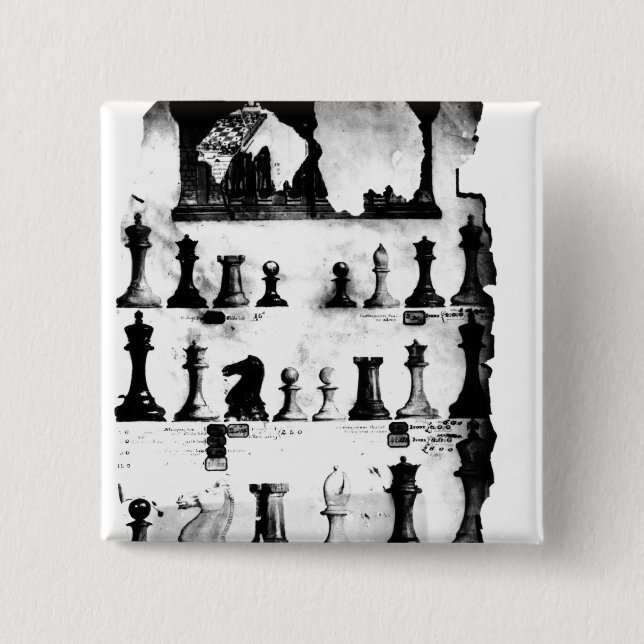 Das Staunton Chessmen-Patent-Zeichnen Button (Vorderseite)