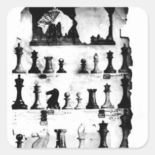 Das Staunton Chessmen Patent Zeichnend Quadratischer Aufkleber