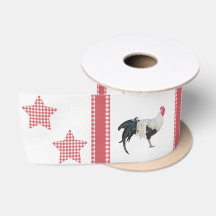 Das Stern-und Hahn-Land-Dekor-Satin-Band