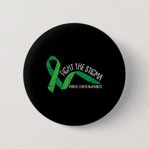 Das Stigma Mental Health Awareness Green Ribbon Button
