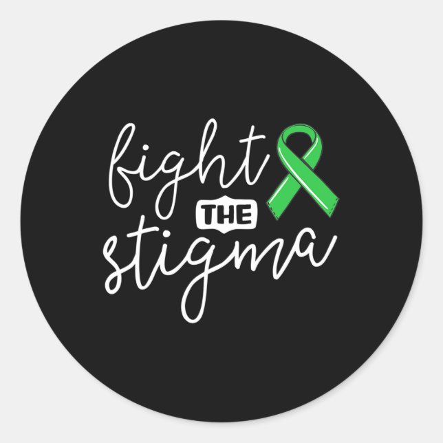 Das Stigma Mental Health Awareness Green Ribbon Runder Aufkleber (Vorderseite)