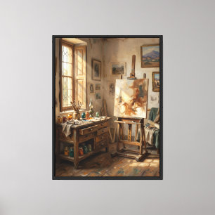 Das stille Atelier — Künstlerstudio-Innenraum Ölma Leinwanddruck