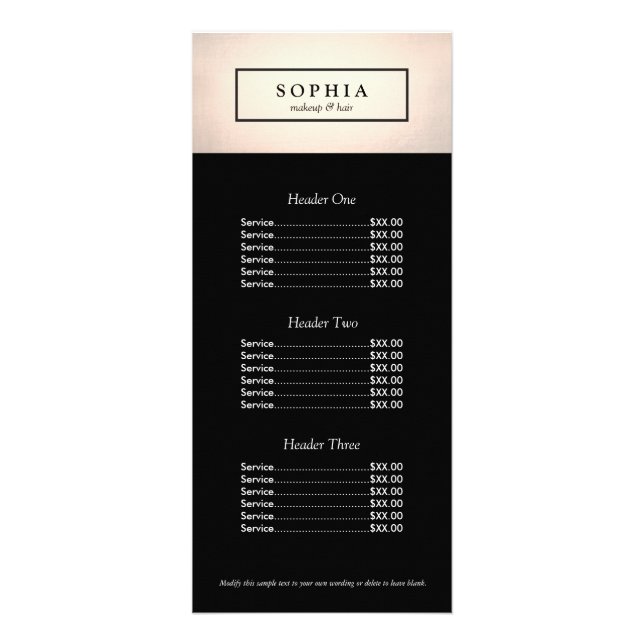 Das stilvolle Chic Light Rose Gold Modern Price Me Werbekarte (Vorne)