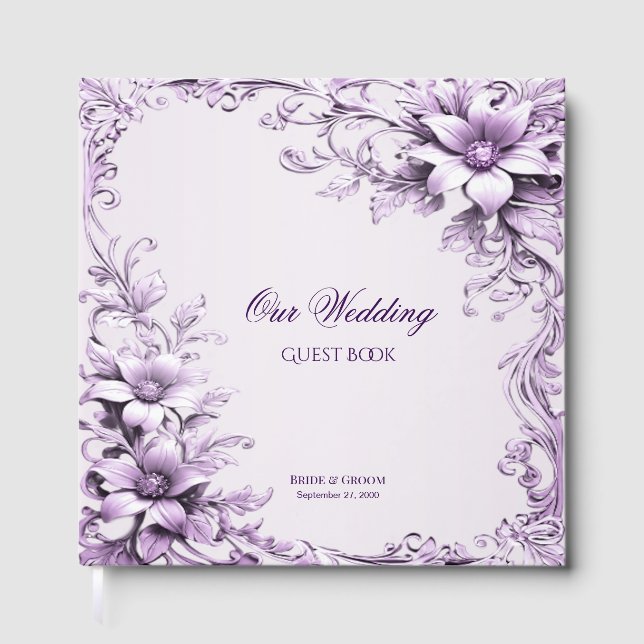 Das stilvolle Gästebuch Purple Flowers (Vorderseite)
