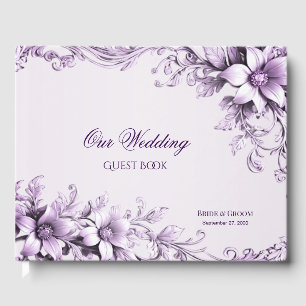 Das stilvolle Gästebuch Purple Flowers