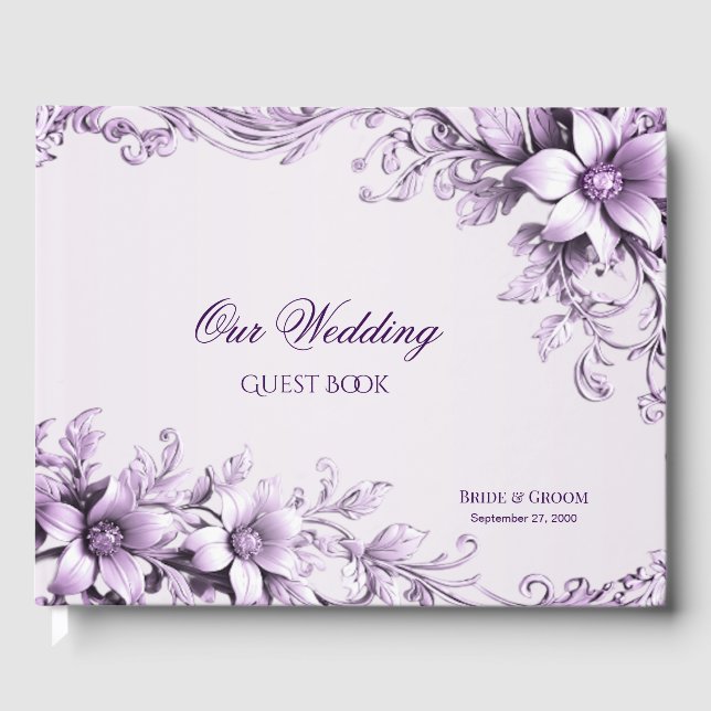 Das stilvolle Gästebuch Purple Flowers (Vorderseite)