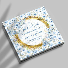 Das stilvolle Light Blue Gold Glitzer Wedding Gues Gästebuch