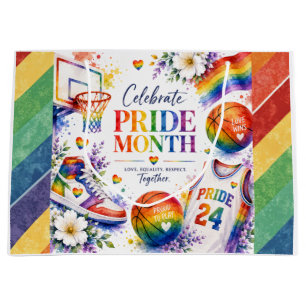 Das Stolz-Basketball-Regenbogendesign Große Geschenktüte